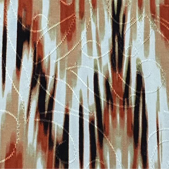 JM Collection Blouse Women Size XL Orange Tan White Textured Short Sleeve Casual - Picture 5 of 5